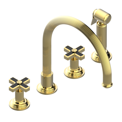 THG Paris Grand Central Black Onyx Three Hole Kitchen Faucet with Side Spray by THG Paris