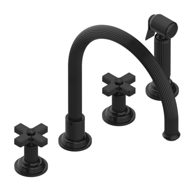 THG Paris Grand Central Black Onyx Three Hole Kitchen Faucet with Side Spray by THG Paris