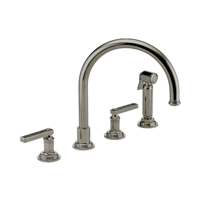 THG Paris West Coast with Guilloché Decor with Lever Handles Three Hole Kitchen Faucet with Side Spray