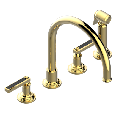 THG Paris West Coast Black Onyx with Lever Handles Three Hole Kitchen Faucet with Side Spray by THG Paris