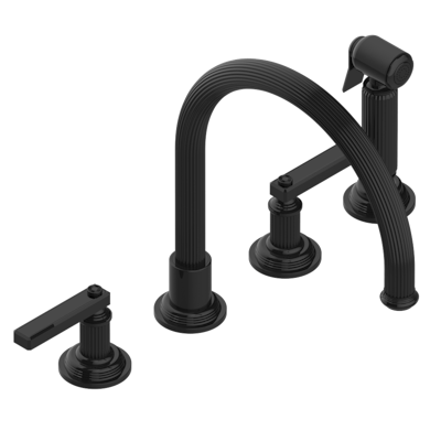 THG Paris Grand Central Black Onyx with Lever Handles Three Hole Kitchen Faucet with Side Spray by THG Paris