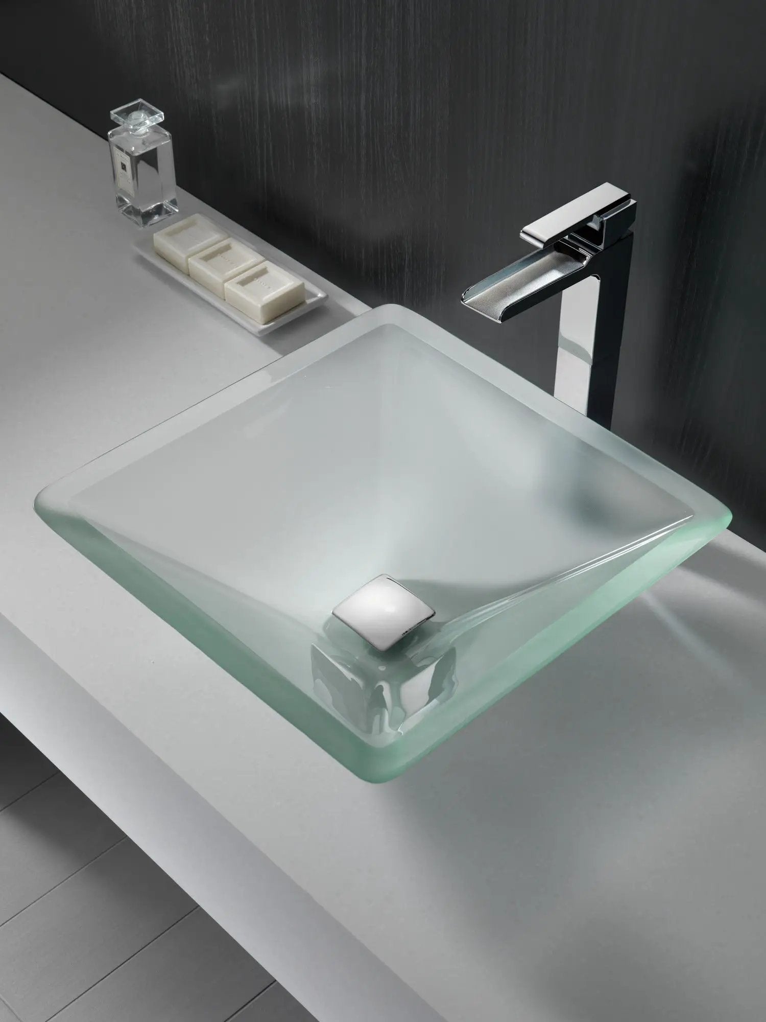 chrome bathroom faucet