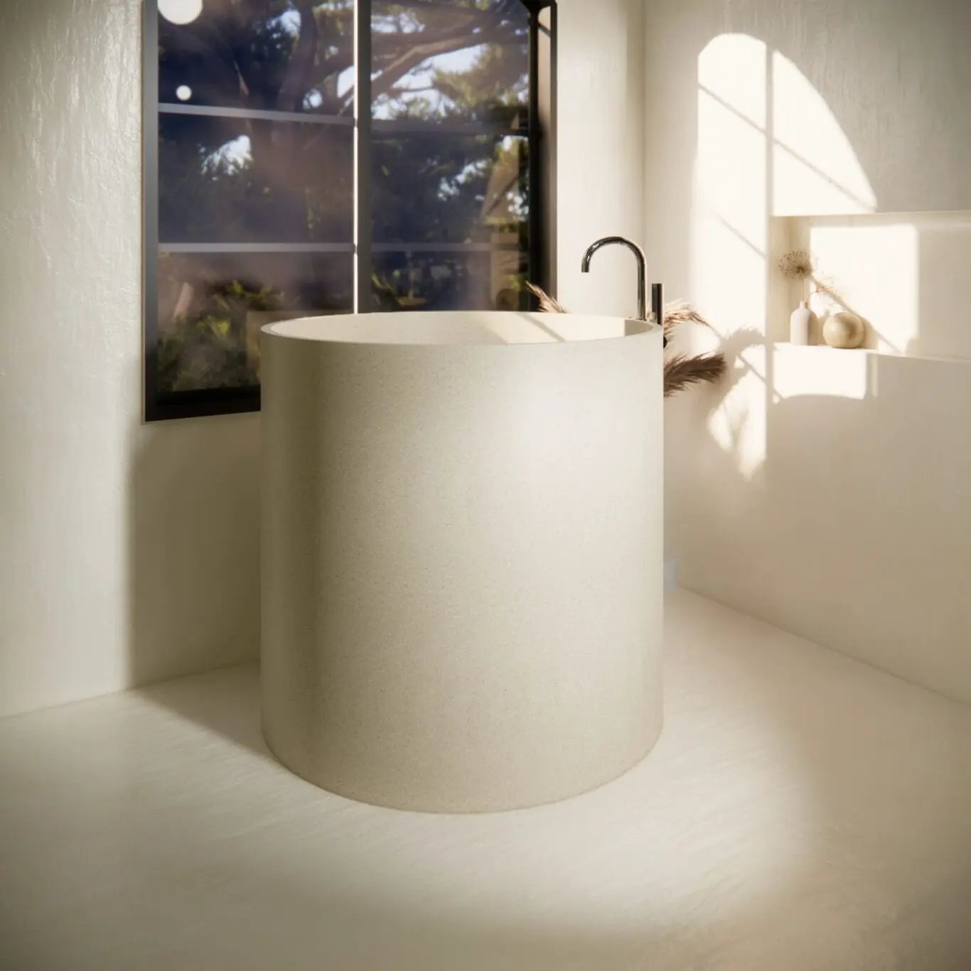 Balux Saka Concrete Freestanding Bathtub by Balux