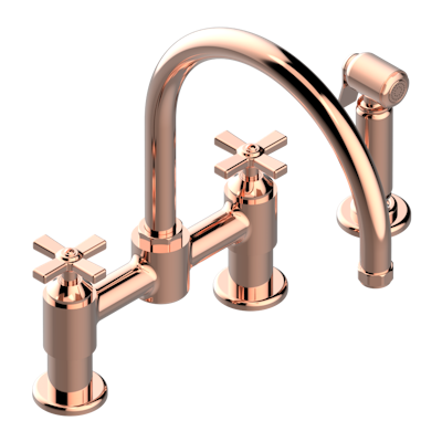 THG Paris Club Saint-Germain Two Hole Bridge Kitchen Faucet with Side Spray by THG Paris