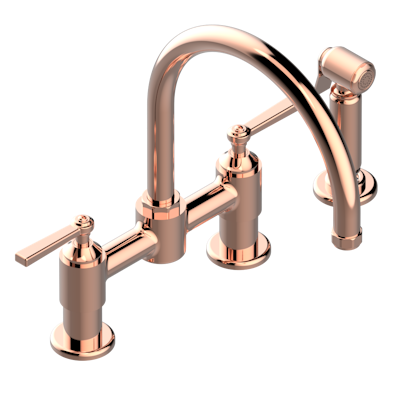 THG Paris Club Saint-Germain with Lever Handles Two Hole Bridge Kitchen Faucet with Side Spray by THG Paris