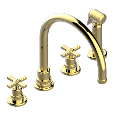 THG Paris Club Saint-Germain Three Hole Kitchen Faucet with Side Spray by THG Paris