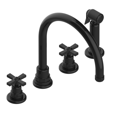 THG Paris Club Saint-Germain Three Hole Kitchen Faucet with Side Spray by THG Paris