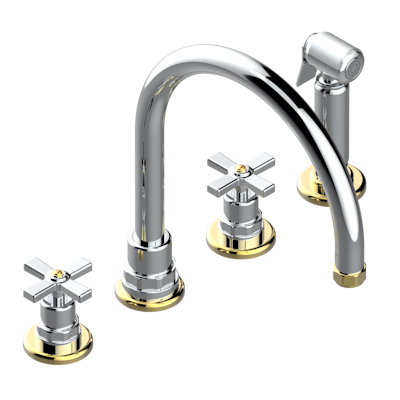 THG Paris Club Saint-Germain Three Hole Kitchen Faucet with Side Spray by THG Paris