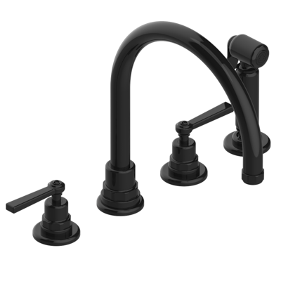 THG Paris Club Saint-Germain with Lever Handles Three Hole Kitchen Faucet with Side Spray by THG Paris
