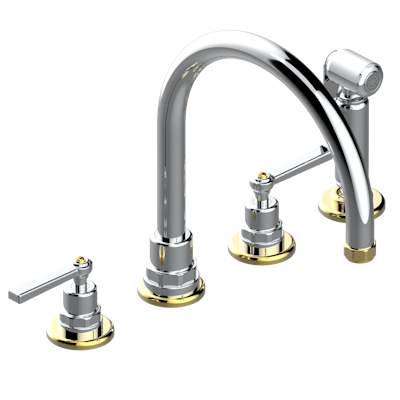 THG Paris Club Saint-Germain with Lever Handles Three Hole Kitchen Faucet with Side Spray by THG Paris