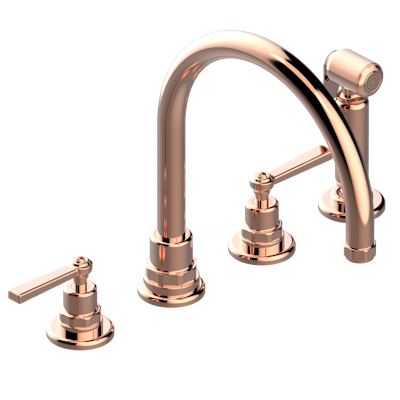 THG Paris Club Saint-Germain with Lever Handles Three Hole Kitchen Faucet with Side Spray by THG Paris