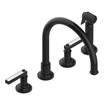 THG Paris West Coast White Onyx with Lever Handles Three Hole Kitchen Faucet with Side Spray by THG Paris