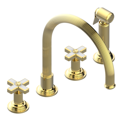 THG Paris Grand Central White Onyx Three Hole Kitchen Faucet with Side Spray by THG Paris
