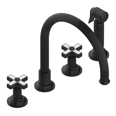 THG Paris Grand Central White Onyx Three Hole Kitchen Faucet with Side Spray by THG Paris