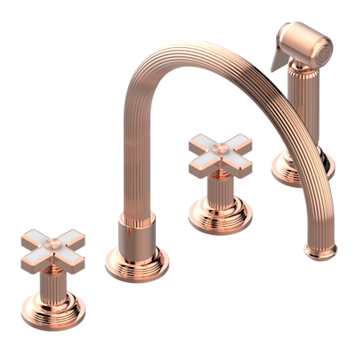 THG Paris Grand Central White Onyx Three Hole Kitchen Faucet with Side Spray by THG Paris