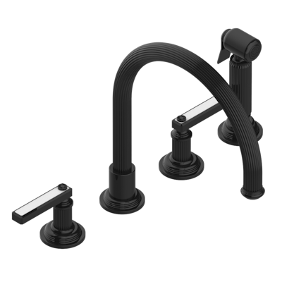 THG Paris Grand Central White Onyx with Lever Handles Three Hole Kitchen Faucet with Side Spray by THG Paris