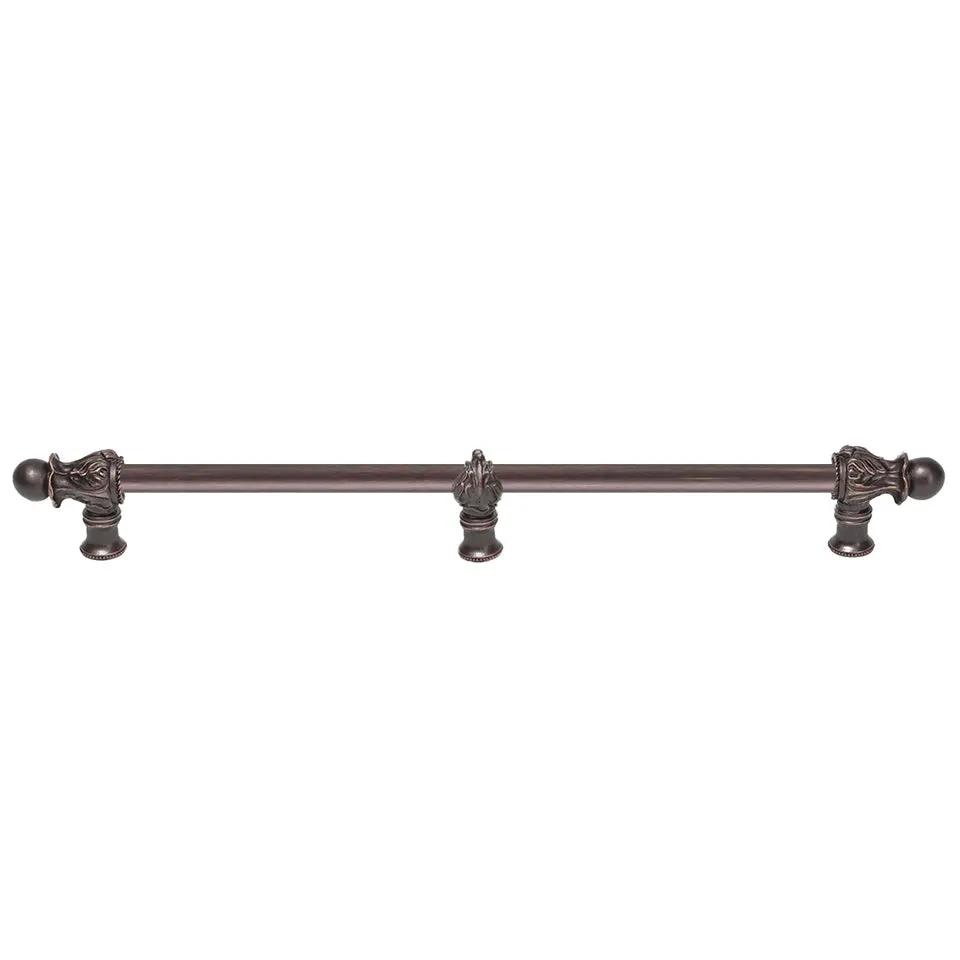 Carpe Diem Acanthus II Romanesque Style Long Pull and Center Brace - 1/2" Smooth Bar by Carpe Diem