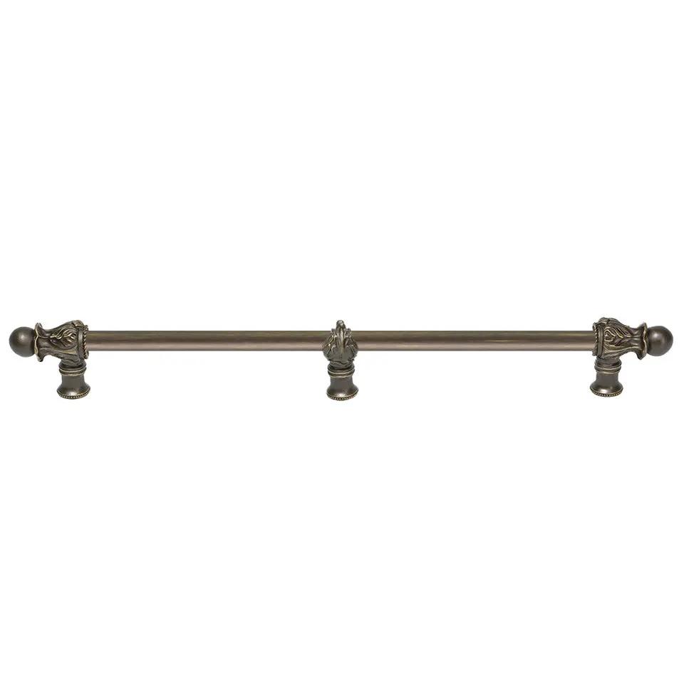 Carpe Diem Acanthus II Romanesque Style Long Pull and Center Brace - 1/2" Smooth Bar by Carpe Diem