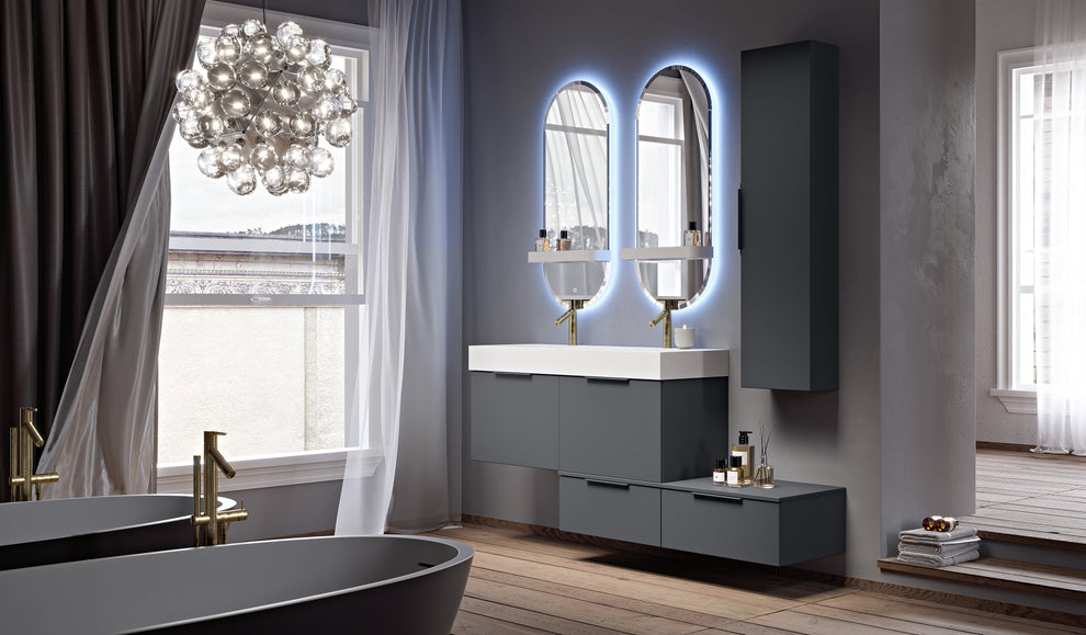 grey matte vanity
