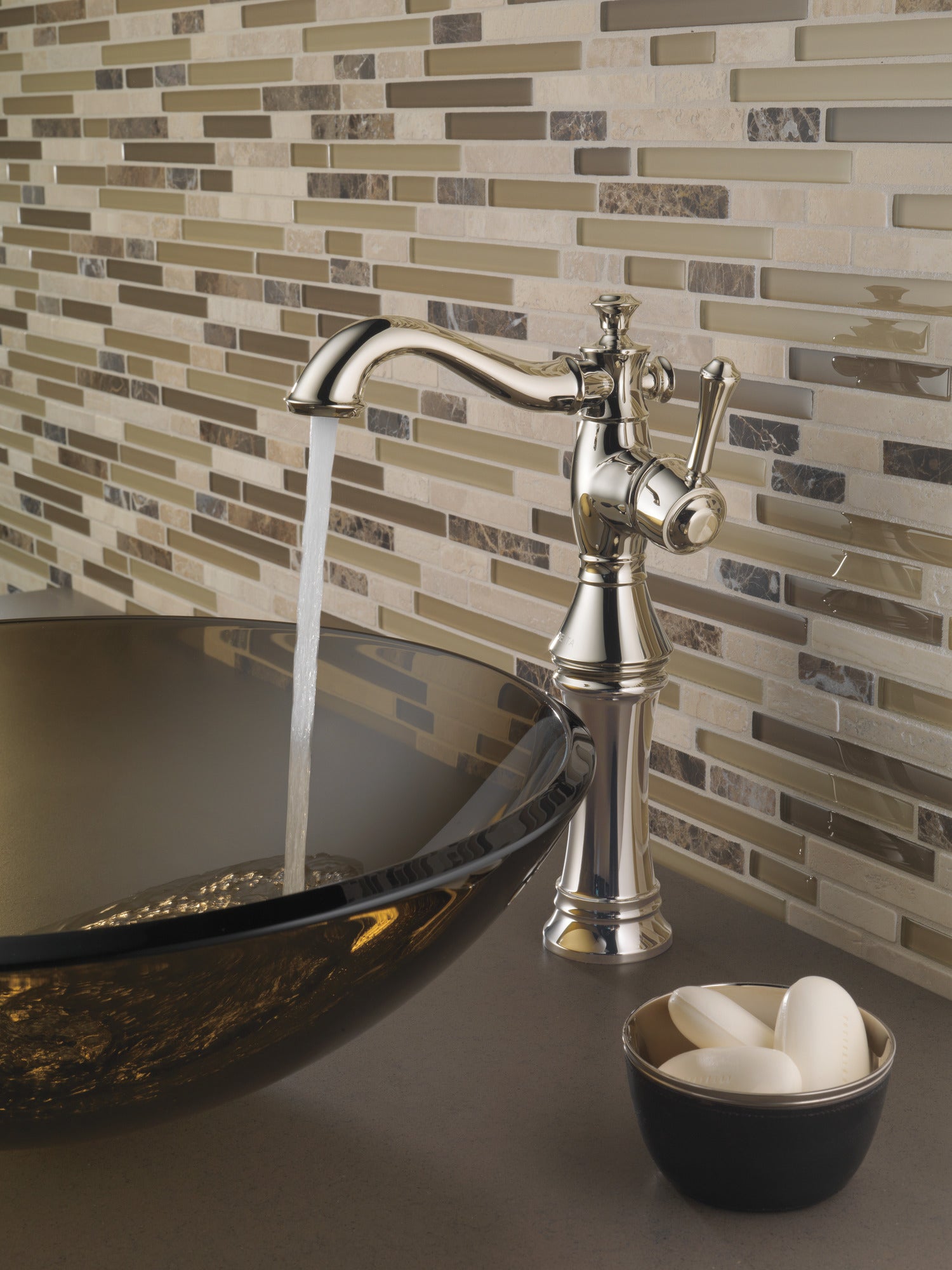 polished nickel bathroom faucet