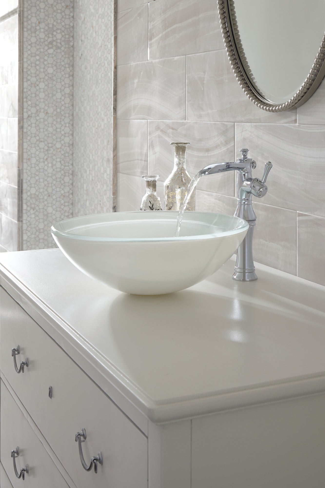 chrome bathroom faucet