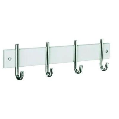 chrome stainless steel/white wood coat rack