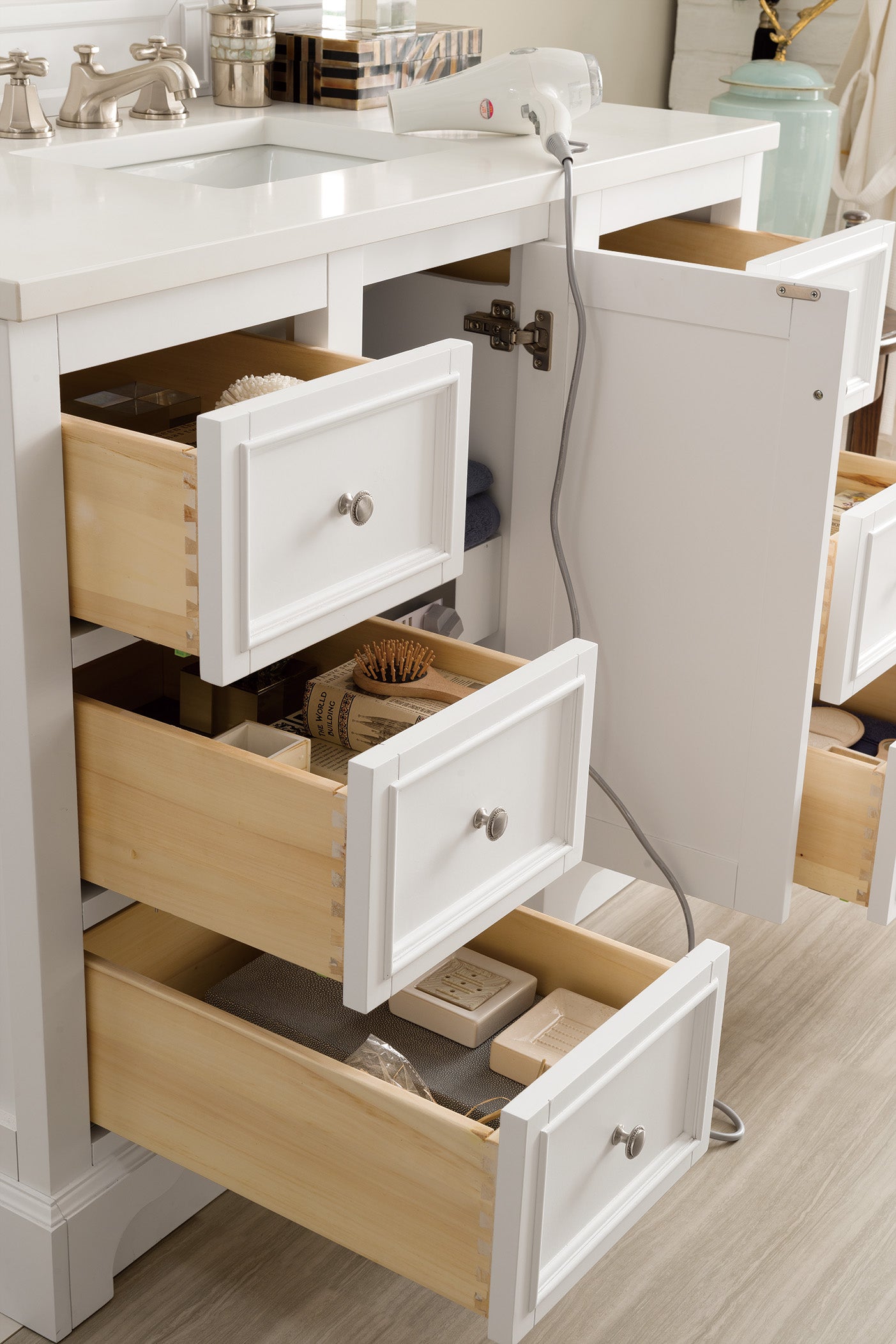 white zeus quartz top vanity
