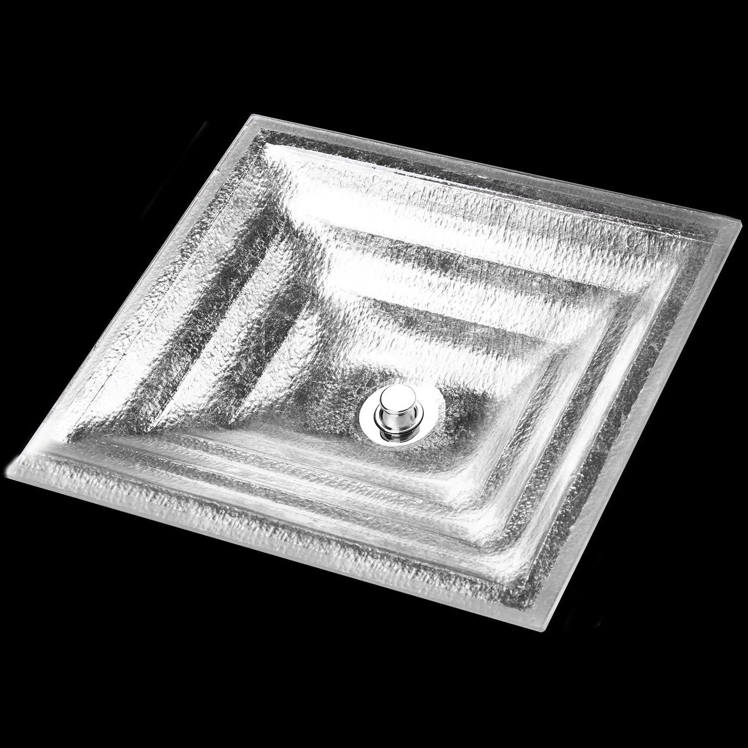 Linkasink Solid Eglomise Metal Leaf Artisan Glass Undermount Sink by Linkasink