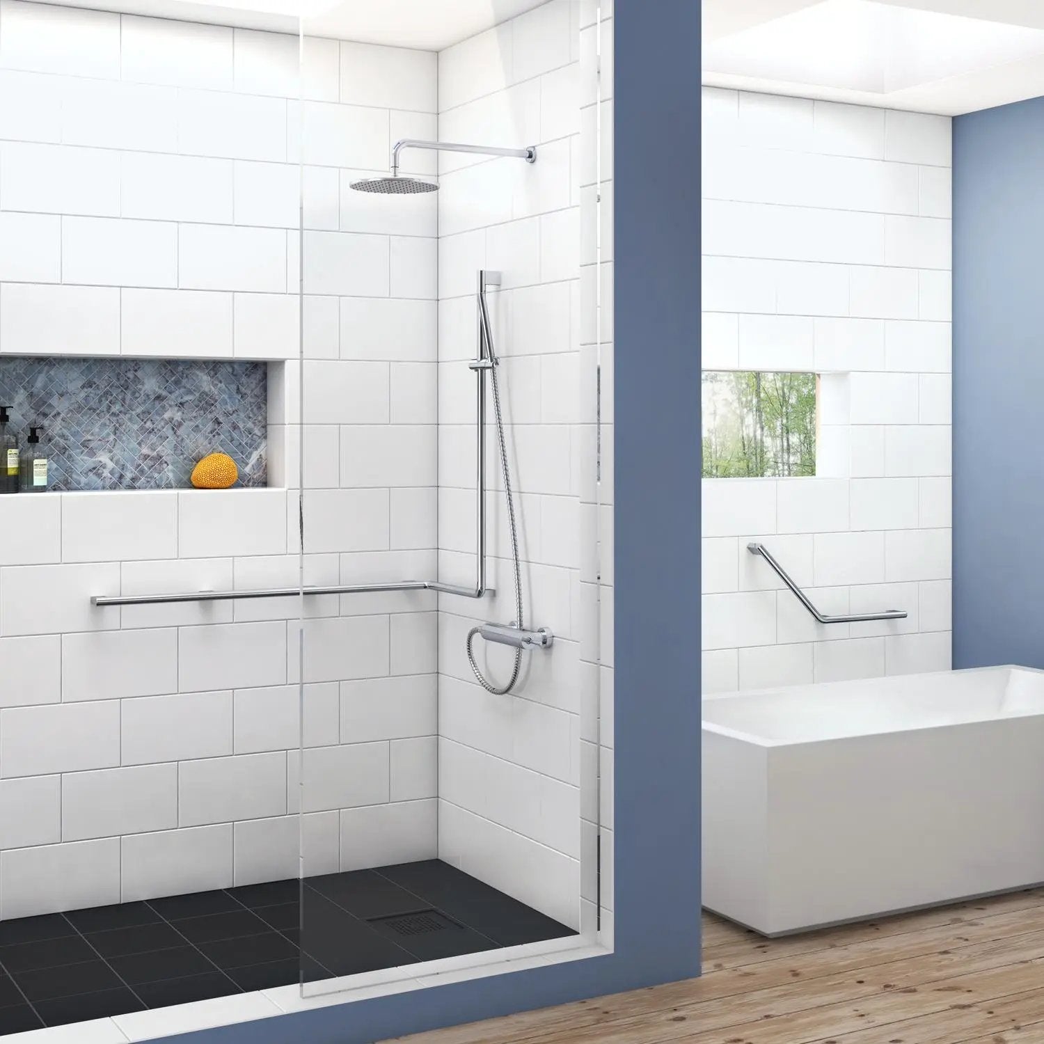chromed stainless steel grab bar