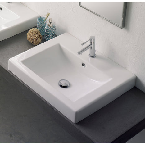 Nameeks Scarabeo 23-5/8" Ceramic Drop In Bathroom Sink - Includes Overflow