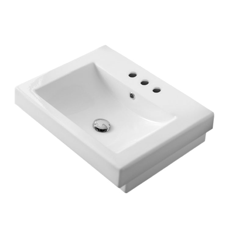 Nameeks Scarabeo 23-5/8" Ceramic Drop In Bathroom Sink - Includes Overflow