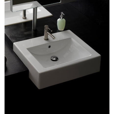 Nameeks Scarabeo 23-5/8" Ceramic Recessed Bathroom Sink - Includes Overflow