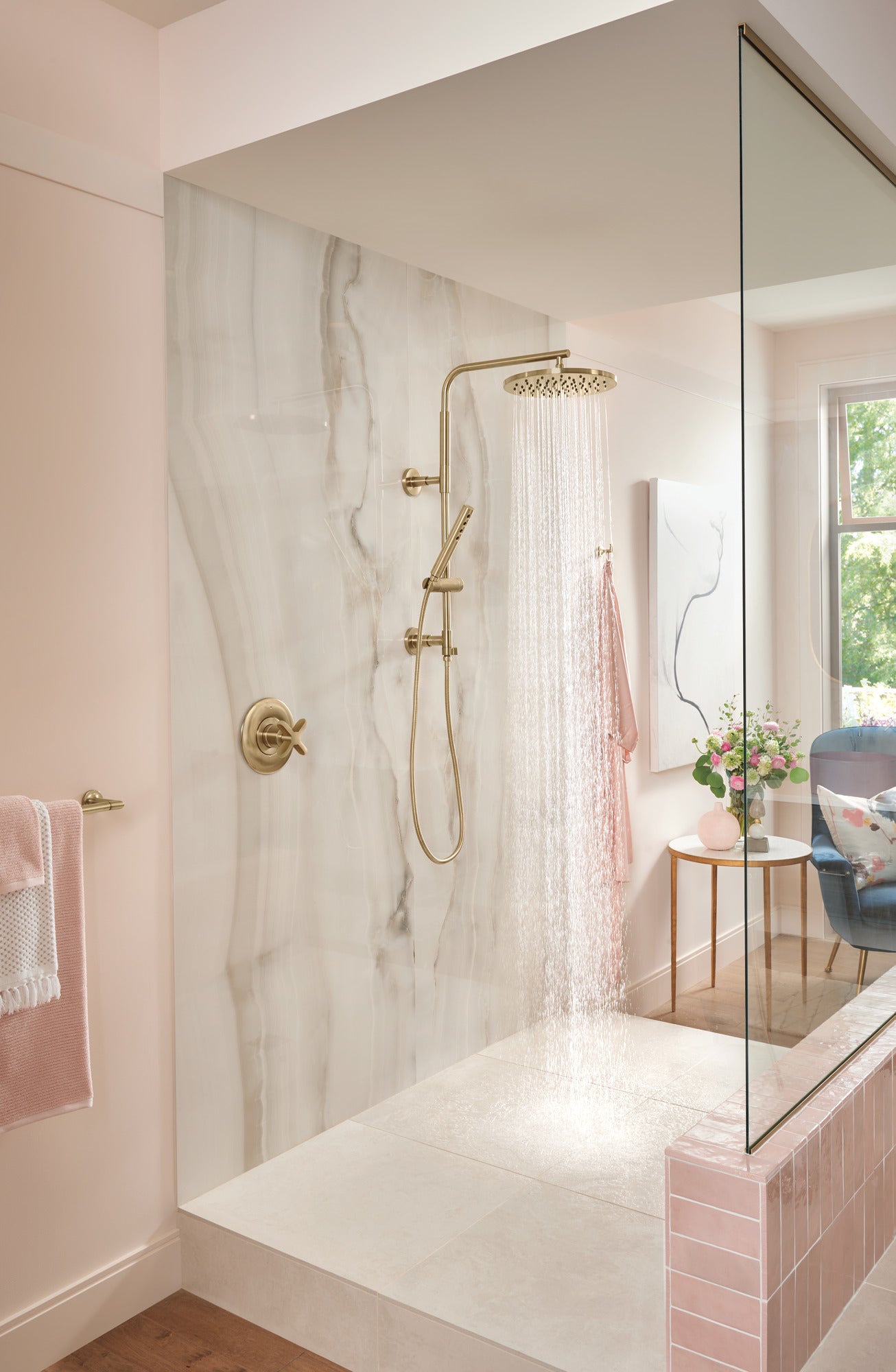 luxe gold shower column