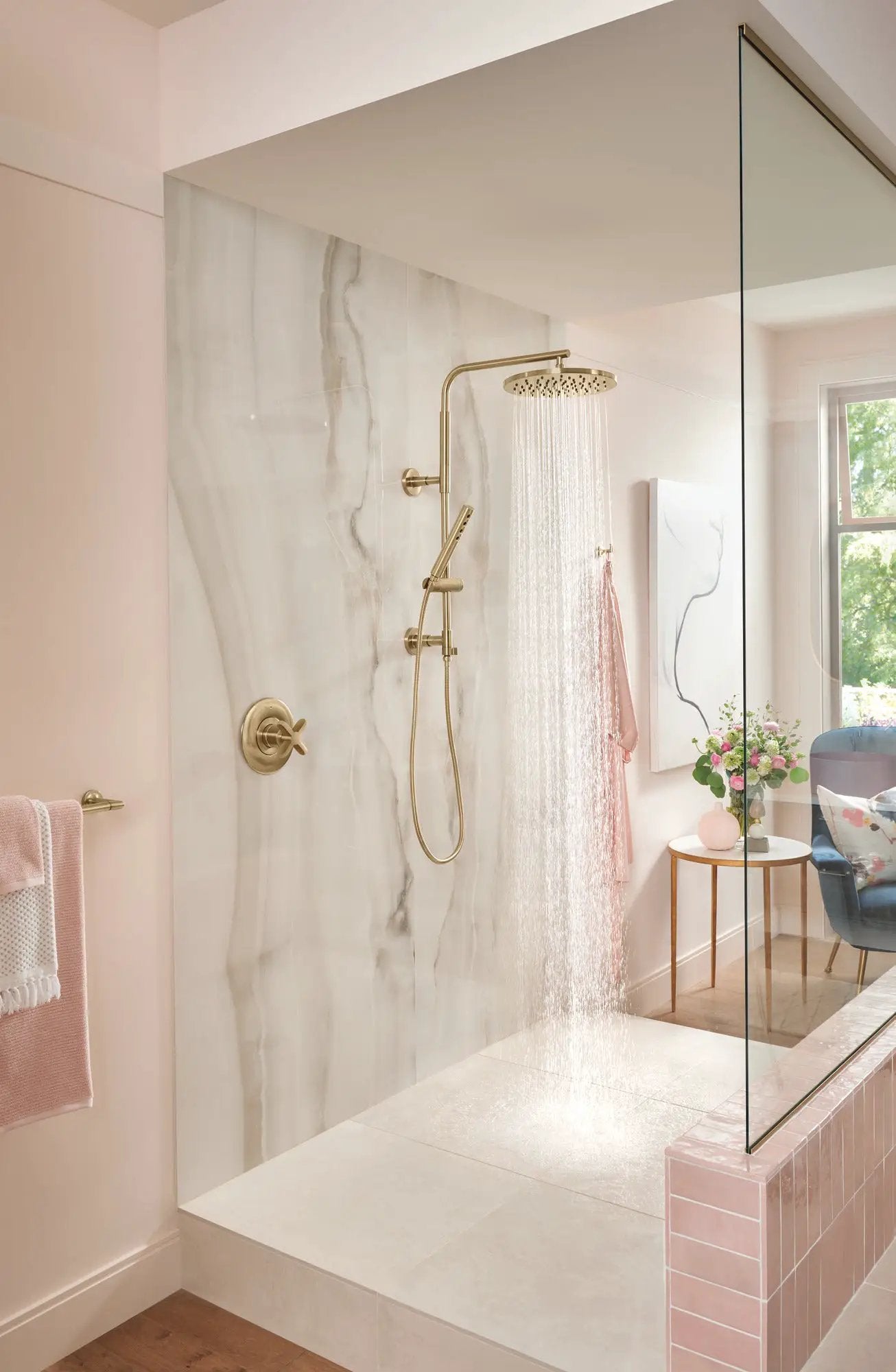 luxe gold shower column