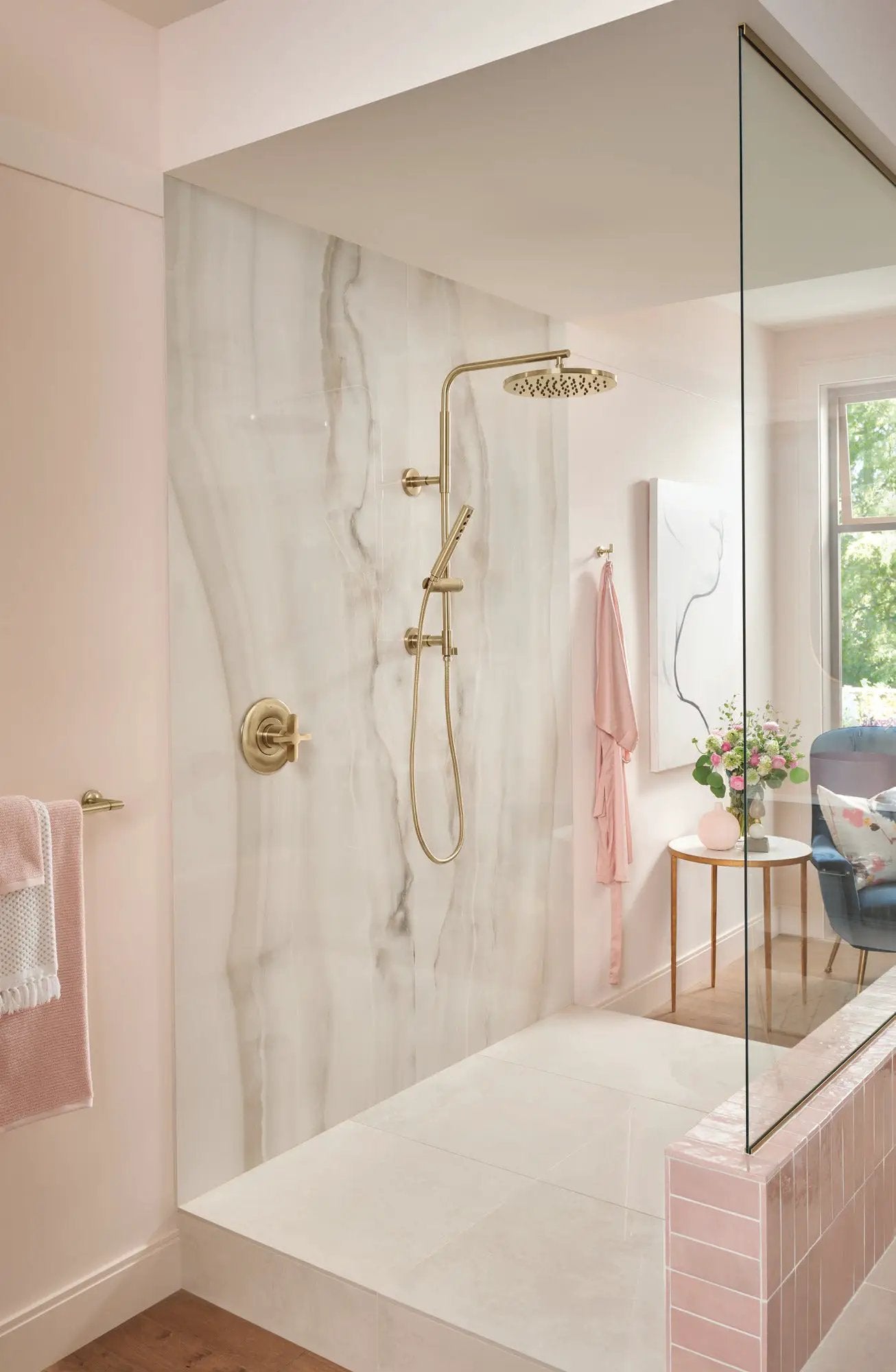 luxe gold shower column