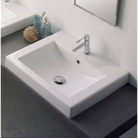 Nameeks Scarabeo 20-1/8" Ceramic Drop In Bathroom Sink - Includes Overflow