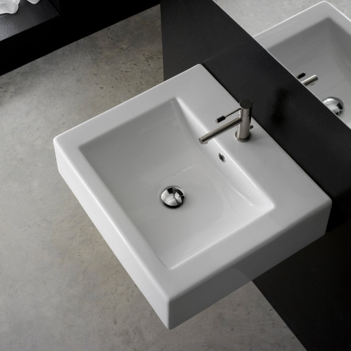 Nameeks Scarabeo 20-1/8" Ceramic Wall Mounted/Vessel Bathroom Sink - Includes Overflow