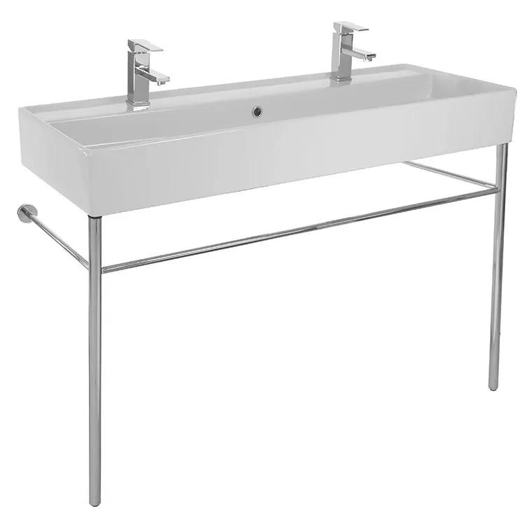 Nameeks Scarabeo 47-1/5" Ceramic Trough Style Bathroom Sink for Console Installation - Includes Overflow by Nameeks