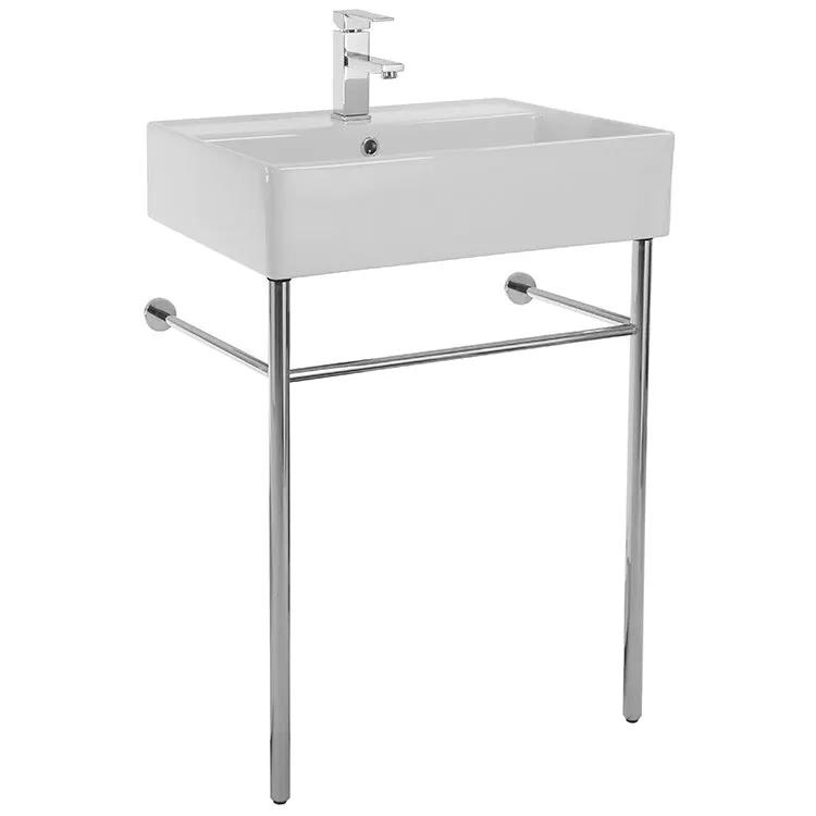 Nameeks Scarabeo 23-3/5" Ceramic Bathroom Sink for Console Installation with Three Faucet Holes - Includes Overflow by Nameeks
