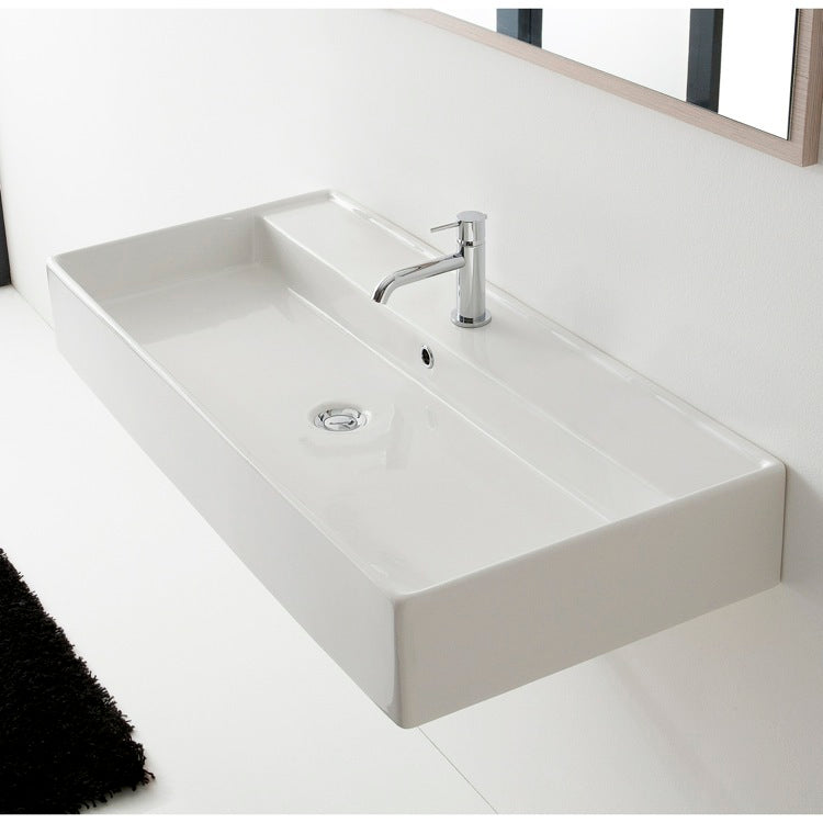 Nameeks Scarabeo 47-1/4" Ceramic Wall Mounted/Vessel Bathroom Sink - Includes Overflow by Nameeks