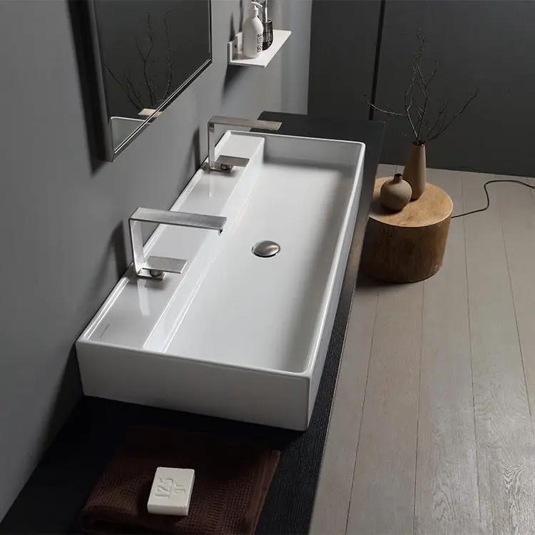 white bathroom sink