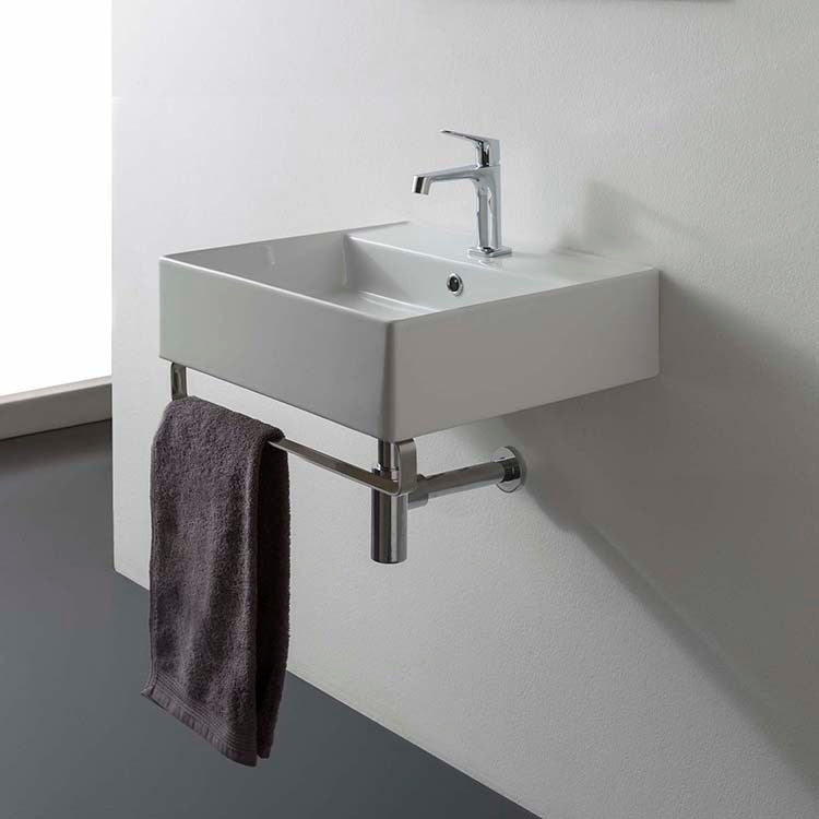Nameeks Scarabeo 15-2/3" Ceramic Wall Mount Bathroom Sink - Includes Overflow