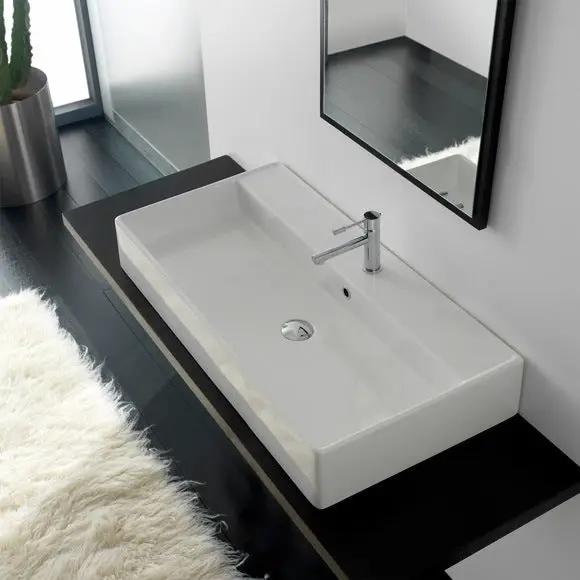 Nameeks Scarabeo 39-3/8" Ceramic Wall Mounted/Vessel Bathroom Sink - Includes Overflow by Nameeks