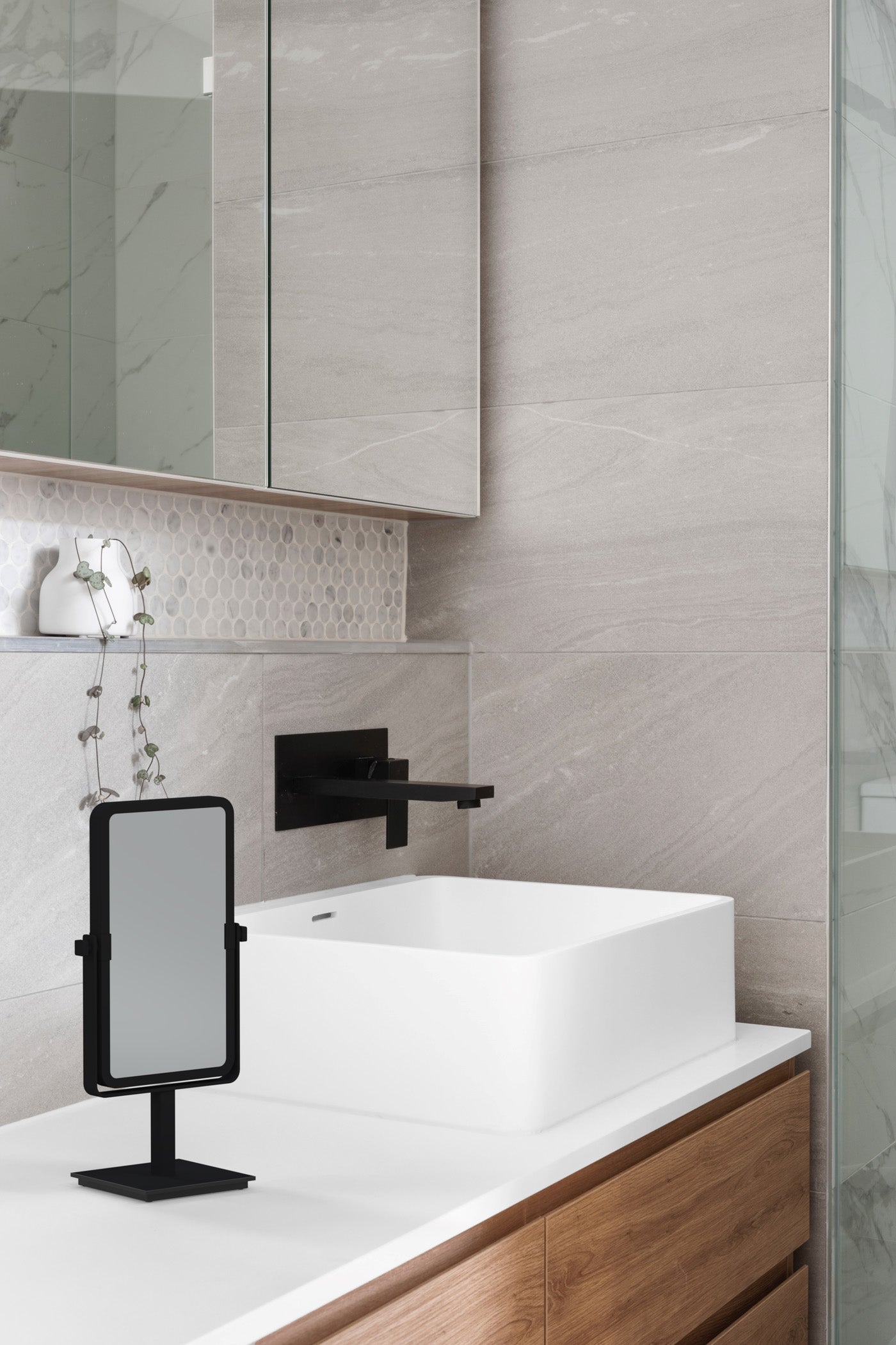 matte black makeup mirror