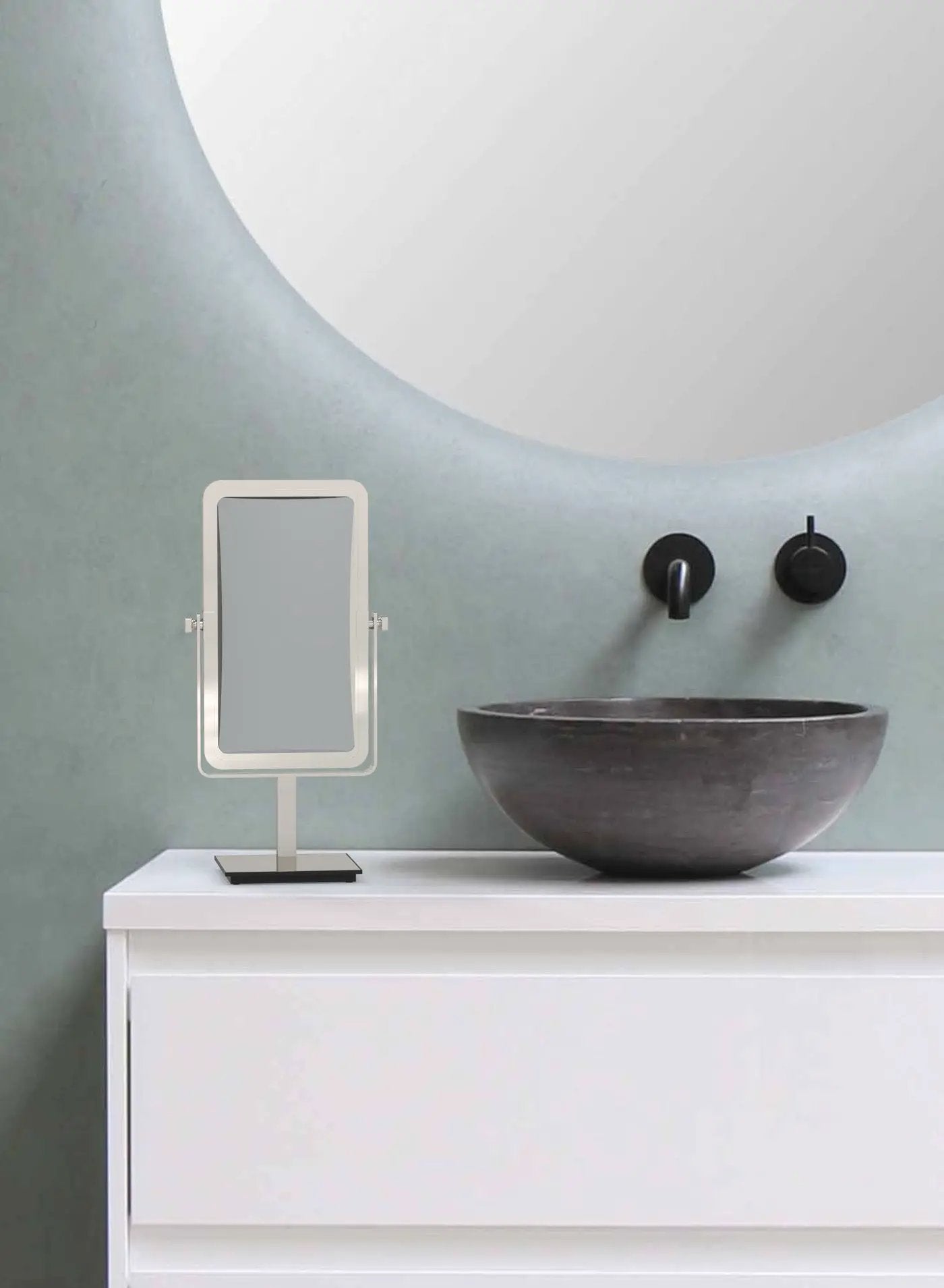 polished nickel makeup mirror
