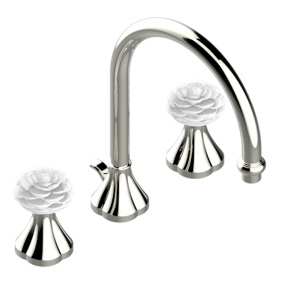 THG Paris Camélia Clear Crystal Widespread Lavatory Set with Drain by THG Paris