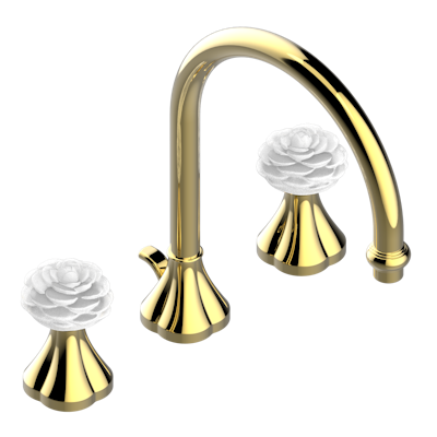 THG Paris Camélia Clear Crystal Widespread Lavatory Set with Drain by THG Paris