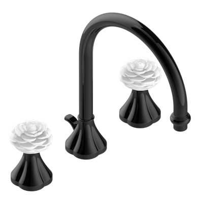 THG Paris Camélia Clear Crystal Widespread Lavatory Set with Drain