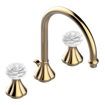 THG Paris Camélia Clear Crystal Widespread Lavatory Set with Drain by THG Paris