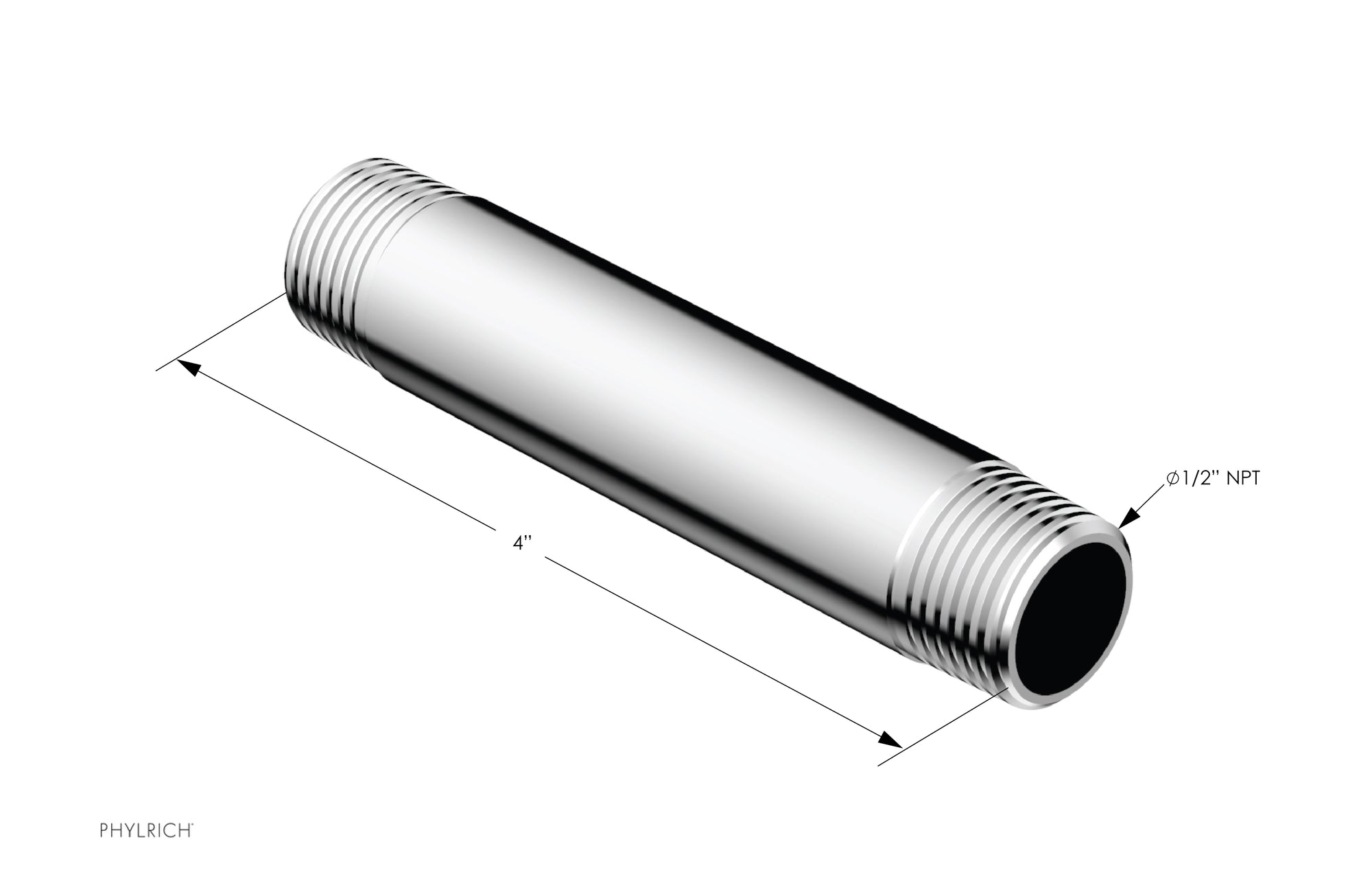 polished chrome shower arm